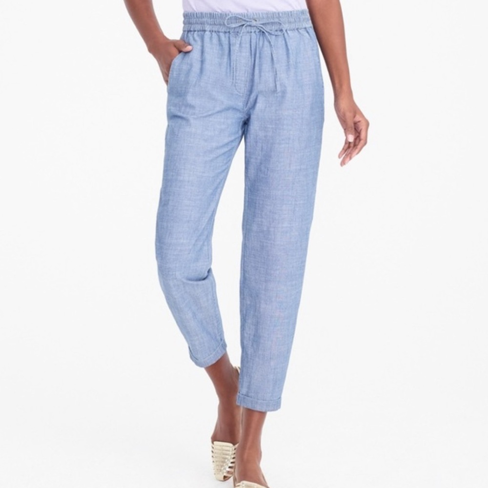 J CREW women’s 0 (XS) Women's Light Blue Chambray Pants 100% cotton